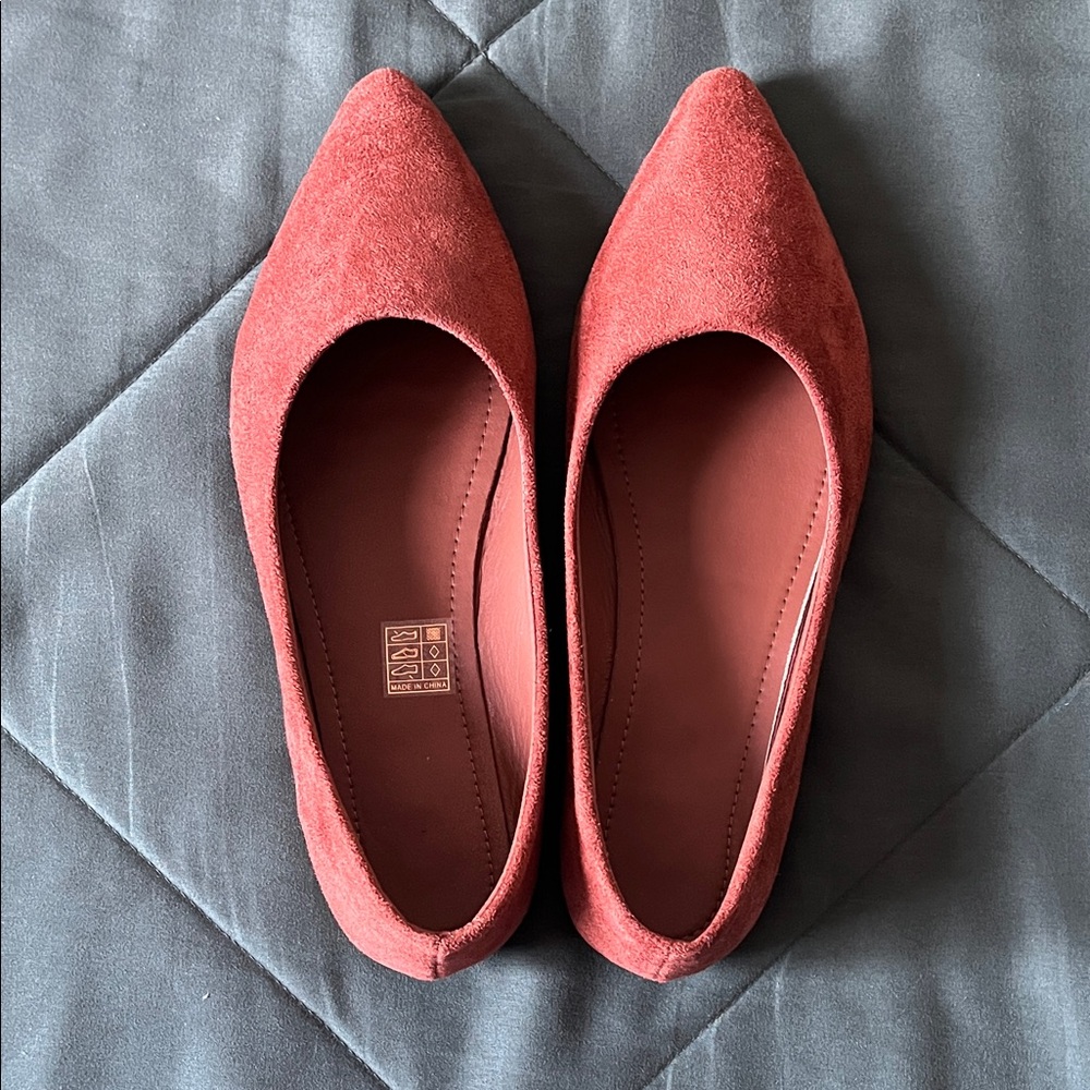 Brown Suede Pointed Flats